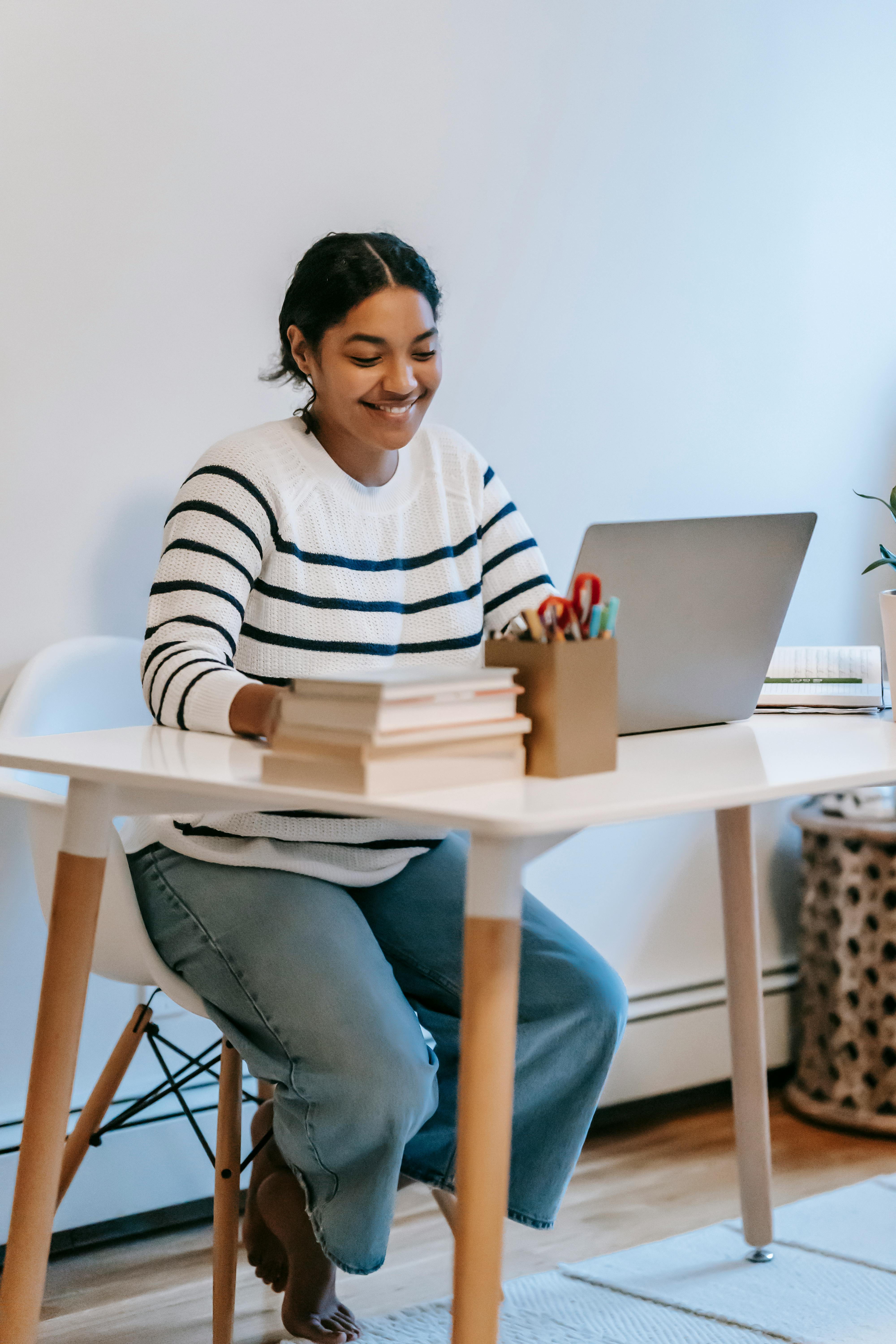 Woman working on laptop